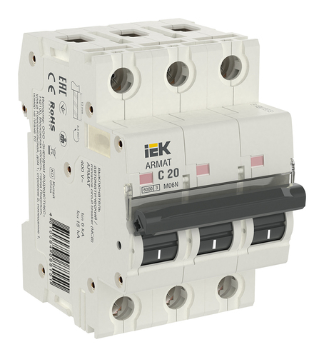 Автоматический выключатель IEK ARMAT 3P 20А (C) 6кА, AR-M06N-3-C020