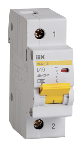 Автоматический выключатель IEK ВА47-100 1P 10А (D) 10кА, MVA40-1-010-D