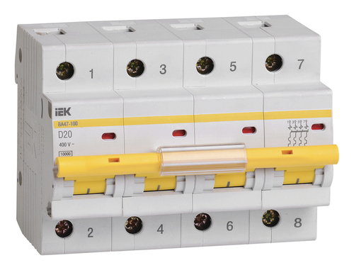 Автоматический выключатель Karat ВА47-100 4P D 20А 10кА IEK