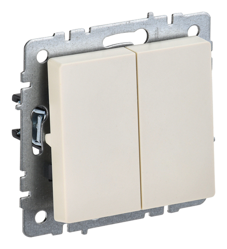 Переключатель 2-клавишный IEK BRITE, скрытый монтаж, бежевый, BR-V22-0-10-K10