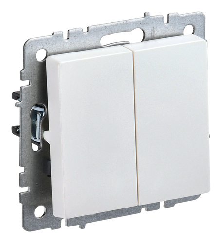 Переключатель 2-клавишный IEK BRITE, скрытый монтаж, жемчуг, BR-V22-0-10-K36