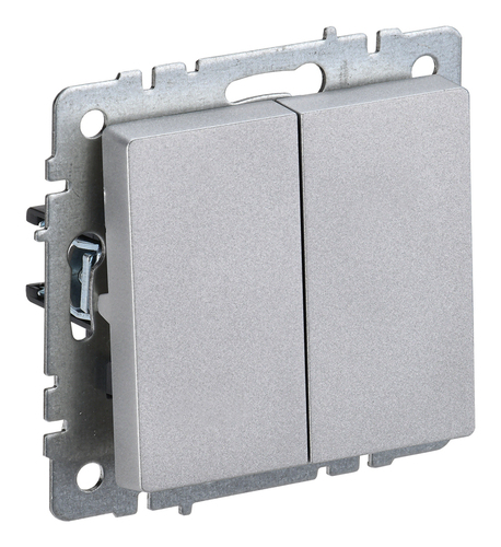 Переключатель 2-клавишный IEK BRITE, скрытый монтаж, алюминий, BR-V22-0-10-K47