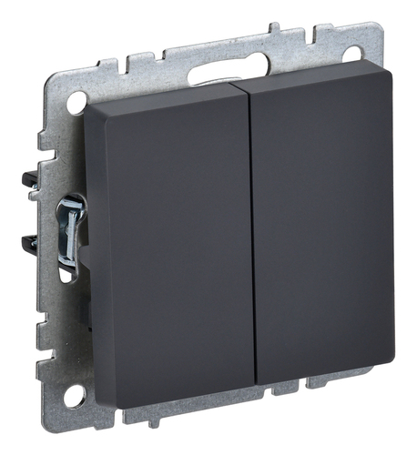 Переключатель 2-клавишный IEK BRITE, скрытый монтаж, графит, BR-V22-0-10-K53