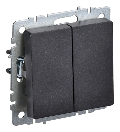 Переключатель 2-клавишный IEK BRITE, скрытый монтаж, черный, BR-V22-0-10-K02