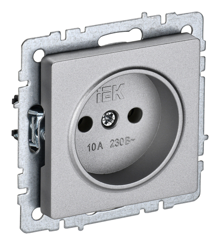 Розетка IEK BRITE, скрытый монтаж, алюминий, BR-R10-10-K47