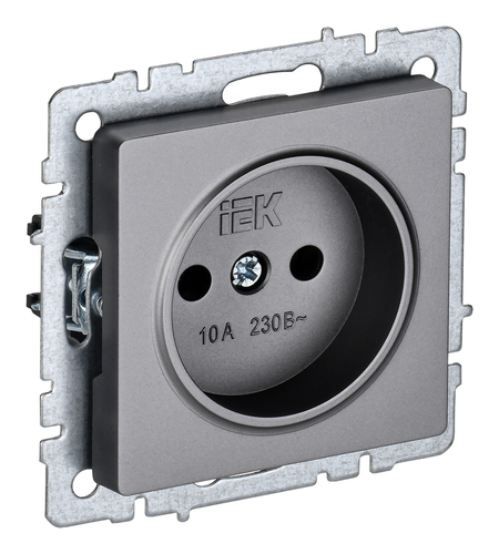 Розетка IEK BRITE, скрытый монтаж, сталь, BR-R10-10-K46