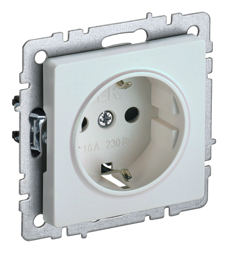 Розетка IEK BRITE, скрытый монтаж, с заземлением, жемчуг, BR-R11-16-K36