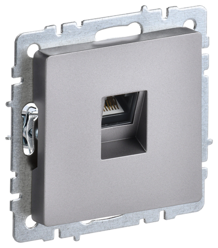 Розетка компьютерная RJ45 IEK BRITE, скрытый монтаж, сталь, BR-K10-1-K46