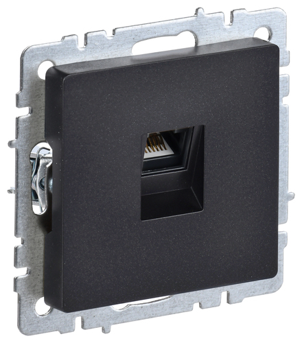 Розетка компьютерная RJ45 IEK BRITE, скрытый монтаж, черный, BR-K10-1-K02