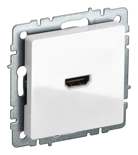 Розетка HDMI IEK BRITE, скрытый монтаж, белый, BR-H10-K01