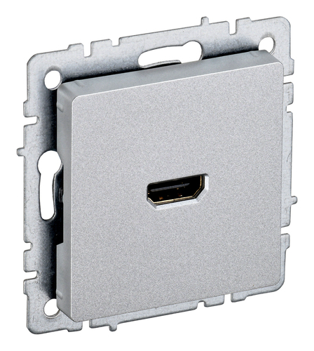 Розетка HDMI IEK BRITE, скрытый монтаж, алюминий, BR-H10-K47