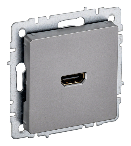 Розетка HDMI IEK BRITE, скрытый монтаж, сталь, BR-H10-K46