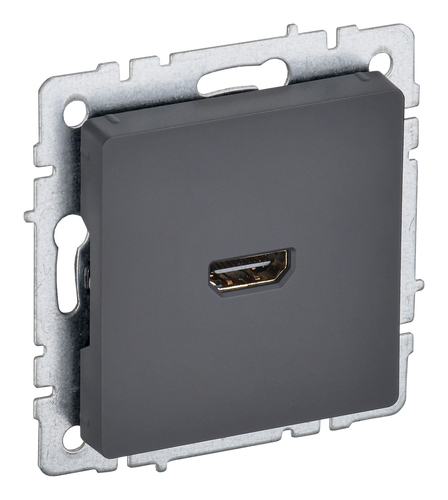 Розетка HDMI IEK BRITE, скрытый монтаж, графит, BR-H10-K53