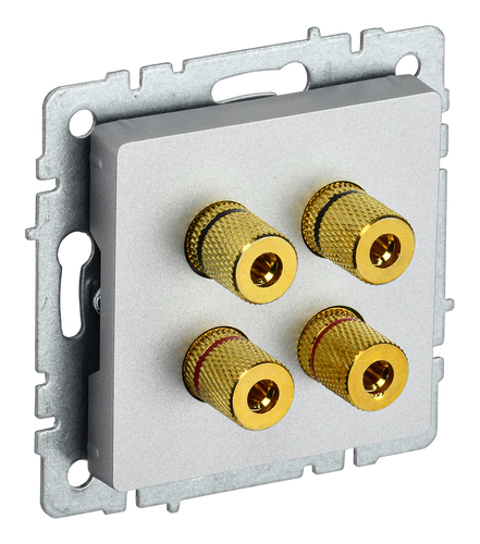 Аудиорозетка 4-местная IEK BRITE, скрытый монтаж, алюминий, BR-S40-K47