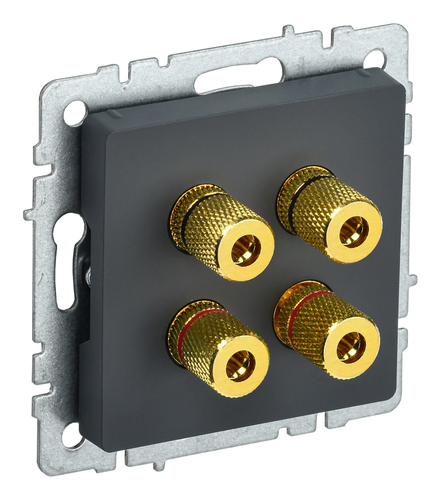 Аудиорозетка 4-местная IEK BRITE, скрытый монтаж, графит, BR-S40-K53