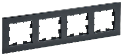 Рамка 4 поста IEK BRITE, черный, BR-M42-G-K02