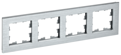 Рамка 4 поста IEK BRITE, алюминий, BR-M42-M-K47