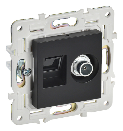 SKANDY Роз. двойная TV+RJ45 кат.5E SK-A14Bl черн. IEK
