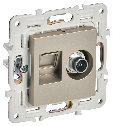 SKANDY Роз. двойная TV+RJ45 кат.5E SK-A14Sh шамп. IEK