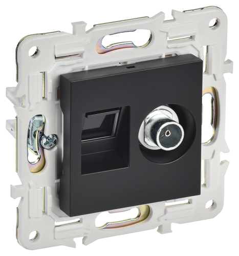 SKANDY Роз. двойная TV+RJ45 кат.6E SK-A15Bl черн. IEK