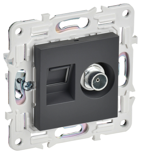 SKANDY Роз. двойная TV+RJ45 кат.6E SK-A15T титан IEK