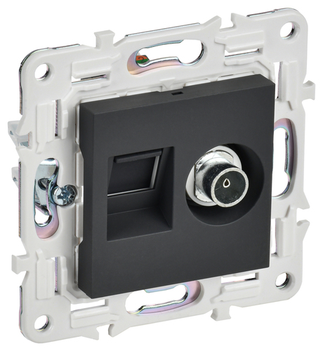 SKANDY Роз. двойная TV+RJ45 кат.6E SK-A15G граф. IEK