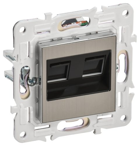 IEK SKANDY Никель Розетка компьютерная двойная RJ45 кат.5E SK-K03N