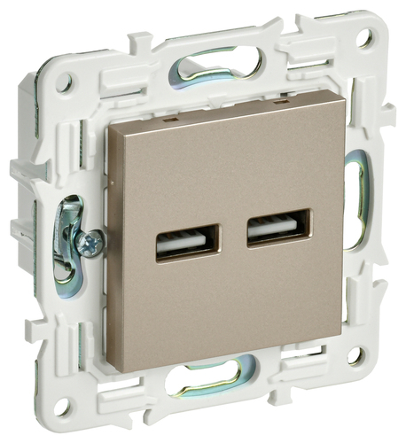 SKANDY Роз. USB A+A 3,1А SK-R15Sh шамп. IEK