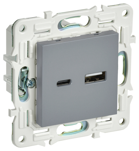 SKANDY Роз. USB A+C 18Вт SK-R13Gr сер. IEK