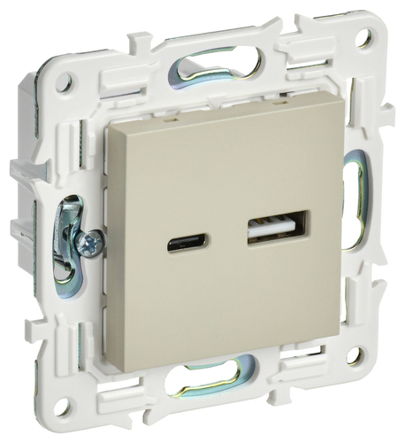 SKANDY Роз. USB A+C 18Вт SK-R13B беж. IEK