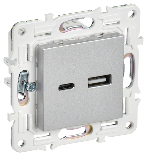 SKANDY Роз. USB A+C 18Вт SK-R13S сереб. IEK