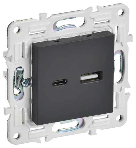 SKANDY Роз. USB A+C 18Вт SK-R13G граф. IEK