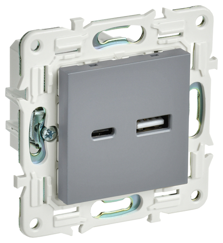SKANDY Роз. USB A+C 3,1А SK-R14Gr сер. IEK