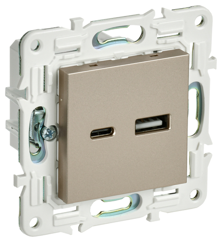 SKANDY Роз. USB A+C 3,1А SK-R14Sh шамп. IEK