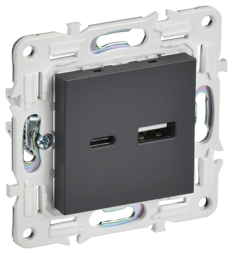 SKANDY Роз. USB A+C 3,1А SK-R14T титан IEK