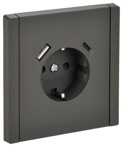 FORTE&PIANO Роз. з/к/ш в/к 16А USB A+C 18Вт FP347 сер. IEK