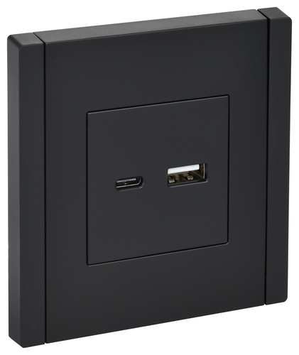 FORTE&PIANO Роз. USB A+C 18Вт FP151 чер. IEK