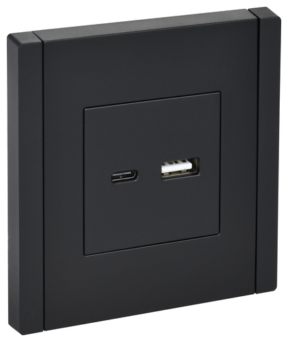FORTE&PIANO Роз. USB A+C 3,1А FP150 чер. IEK
