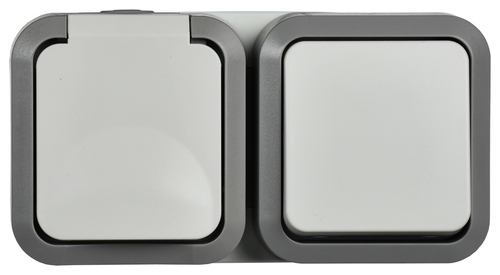 TORS Блок розетка + выключ. гор. 16А IP55 TS242 сер-бел IEK