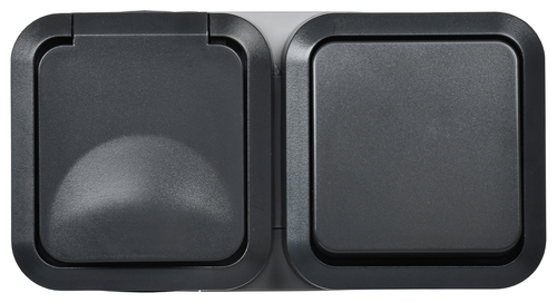 TORS Блок розетка + выключ. гор. 16А IP55 TS142 графит IEK