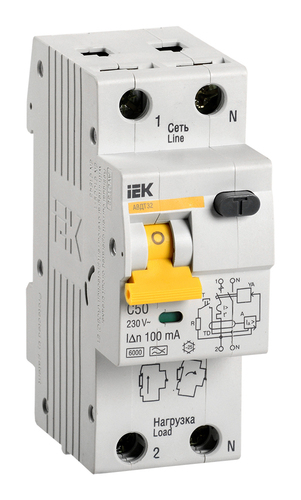 Дифавтомат IEK АВДТ 32 1P+N 50А (C) 6 кА, 100 мА (A), MAD22-5-050-C-100