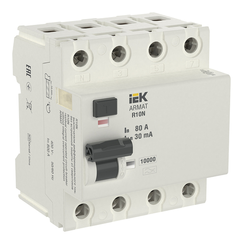 УЗО IEK ARMAT 4P 80А, 30 мА (A), AR-R10N-4-080A030