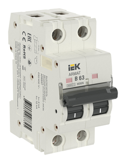 Автоматический выключатель IEK ARMAT 2P 63А (B) 6кА, AR-M06N-2-B063