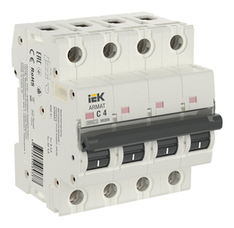 Автоматический выключатель IEK ARMAT 4P 4А (C) 6кА, AR-M06N-4-C004