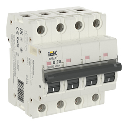 Автоматический выключатель IEK ARMAT 4P 20А (D) 6кА, AR-M06N-4-D020