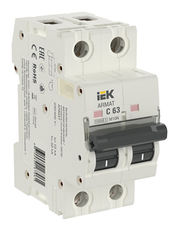 Автоматический выключатель IEK ARMAT 2P 63А (C) 10кА, AR-M10N-2-C063