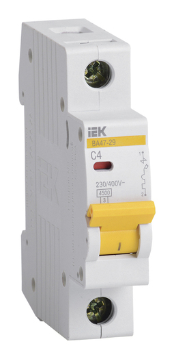 Автоматический выключатель IEK ВА47-29 1P 4А (C) 4.5кА, MVA20-1-004-C