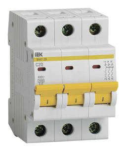 Автоматический выключатель IEK ВА47-29 3P 20А (C) 4.5кА, MVA20-3-020-C