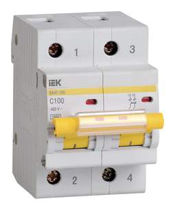 Автоматический выключатель IEK ВА47-100 2P 100А (C) 10кА, MVA40-2-100-C