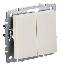 Переключатель 2-клавишный IEK BRITE, скрытый монтаж, бежевый, BR-V22-0-10-K10